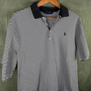 Ralph Lauren black and white striped polo shirt #preppy #golfwear